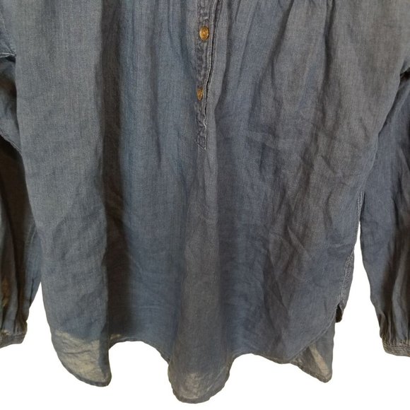 J. Crew Womens 2 Blue Chambray Long Sleeves Half B - Picture 3 of 8